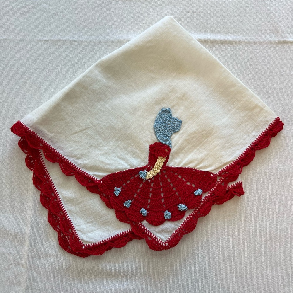 Vintage Crocheted Lady on a Hankie